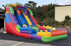 18ft Dual Lane Building Block Slide (Dry/Wet)